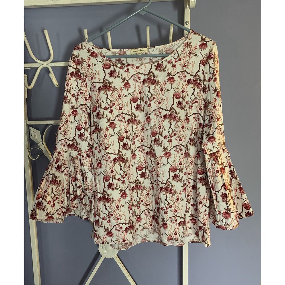 Jane and Delancey Floral princess 3/4 sleeve blouse spring summer XL